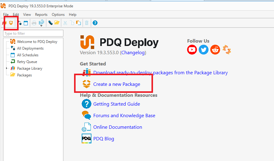 Create package in PDQ