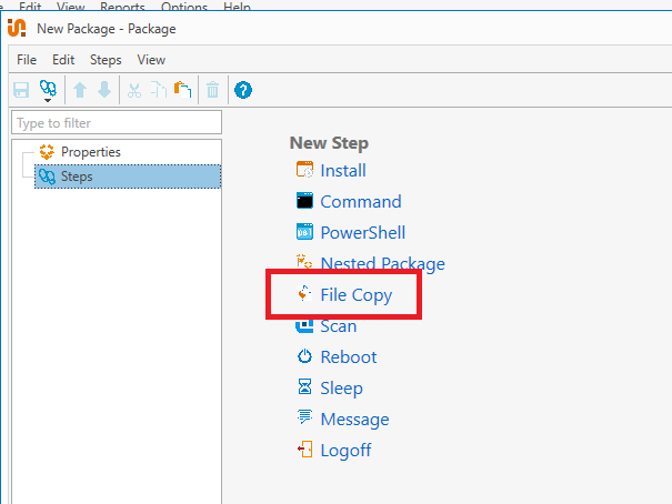 Step to copy package in PDQ