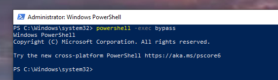 PowerShell Exec Bypass command execution