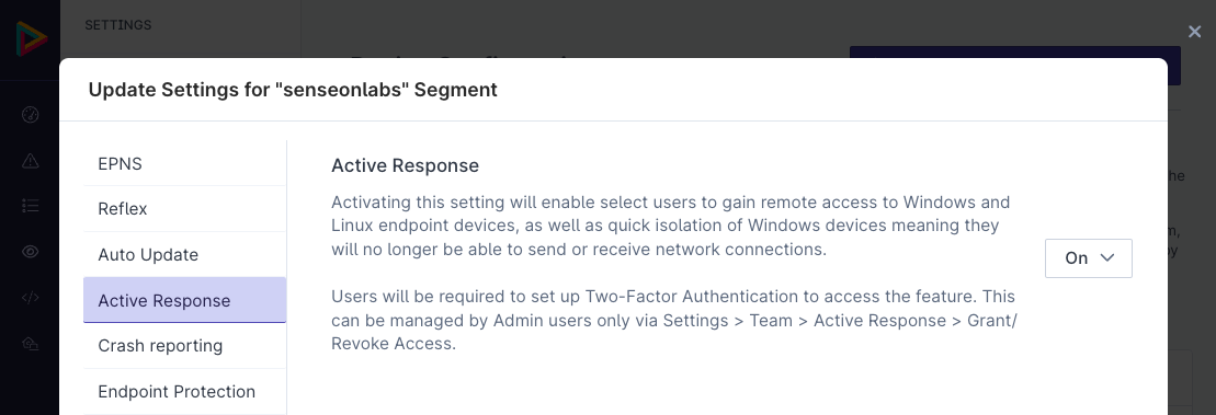 Active Response Segment Settings