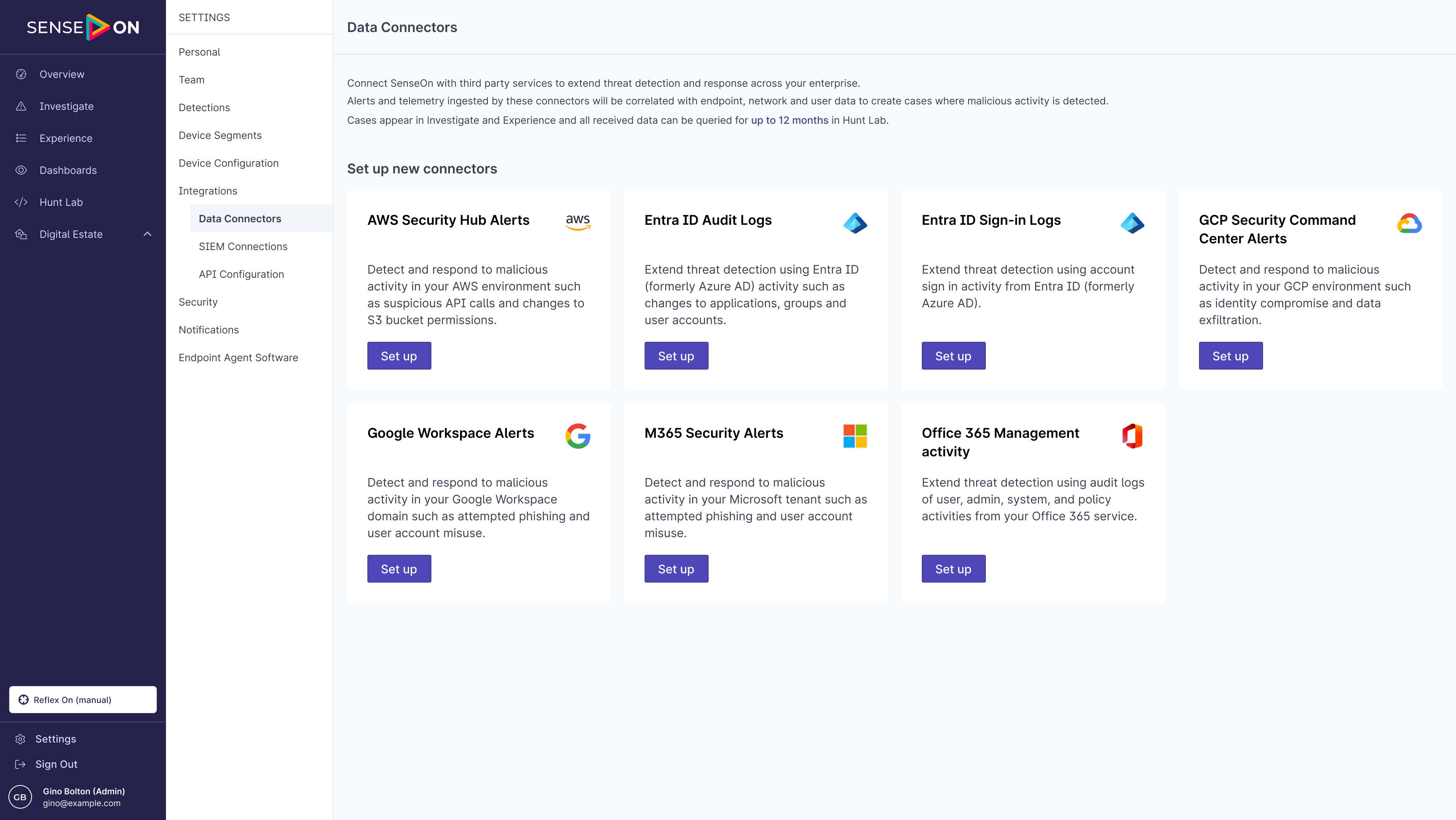 Integrations in SenseOn UI