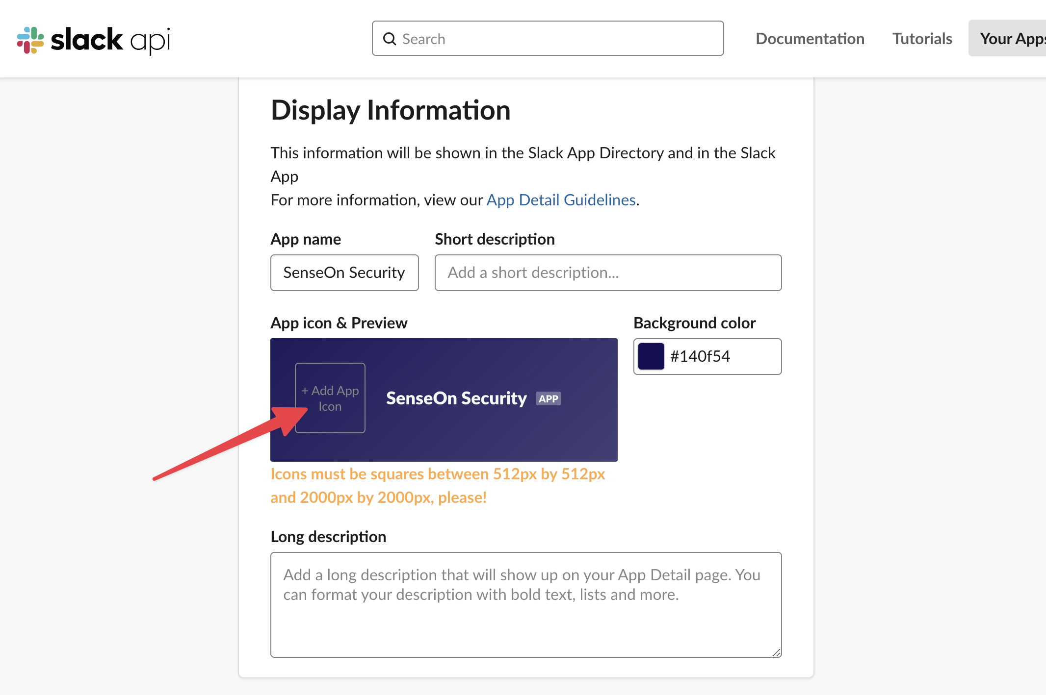 Slack Display Information for App